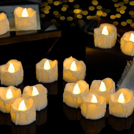 Bougies LED, 24PCS Bougies sans Flamme avec Flamme constante, Décoration de Halloween Maison Mariage Anniversaire Soirée Fête, Anniversaire, Mariage, Noël, Table (1/5)