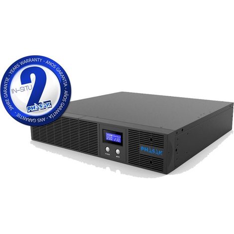 UPS Phasak Interactive Tower, modello PH 7530 di 3060 VA, protezione server professionale, con LCD, USB HID, AVR, onda sinusoidale pura, avviamento a freddo e software Power Guide. (1/2)