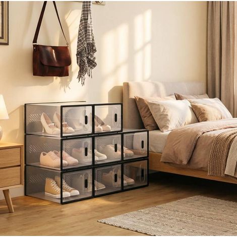 MEUBLIV Scatole portascarpe impilabili nere e trasparenti – set di 8 modulari (1/5)
