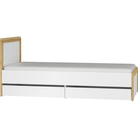 Cama 90x200 con cajones Teo Blanca y Madera
