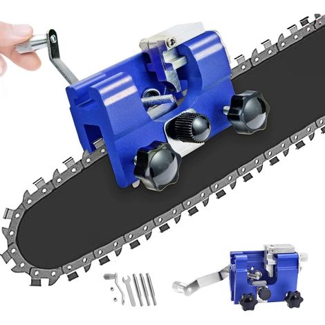 Affûteur de chaîne pour tronçonneuse, affûteur de chaîne, kit d'affûtage portable pour différentes tronçonneuses(bleu) (1/5)