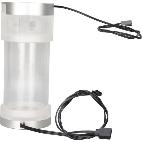 200 ml Flüssigkeitskühlbehälter mit RGB-Temperaturanzeige, 160 mm G1/4 zylindrisch für Computer, silber-weiße Farbe. (1/5)