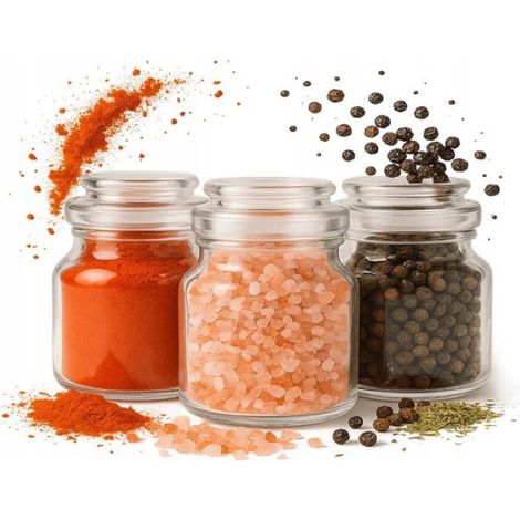 Pot Épices - Verre Transparent - Fermeture Hermétique avec Joint Caoutchouc - 205 ml - Pour Épices Herbes Bougies - Lot de 12 (1/5)