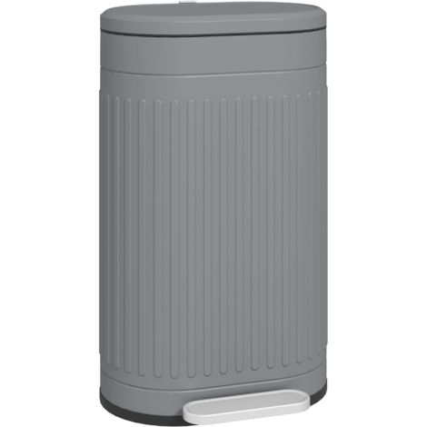 30L Grey Metal Kitchen Bin with Soft-Close Lid for Easy Waste Disposal and Space Saving