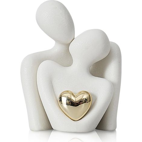 Statue couple romantique abstraite blanche, sculpture étagère salon cadeau mariage (1/4)