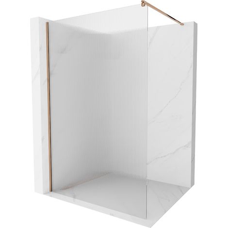 Mexen Kioto Duschwand 100 x 200 cm, gestreift 8 mm, Rosa Gold - 800-100-101-60-09
