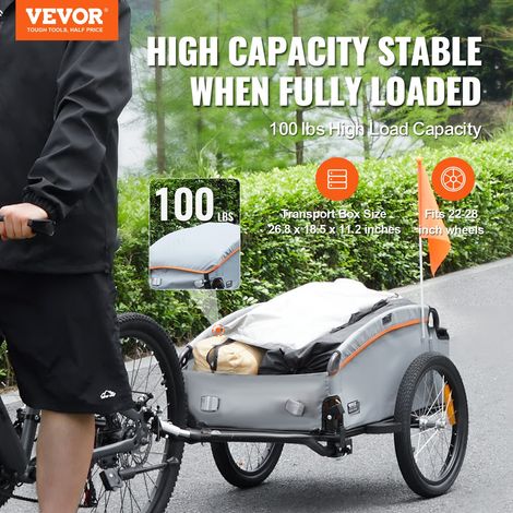 Remorque de vélo, capacité de charge de 45 kg, chariot de transport, rangement compact pliable avec attelage, housse imperméable, roues de 406 mm, pour les roues de vélo de 558,8 mm à 711,2 mm (1/5)