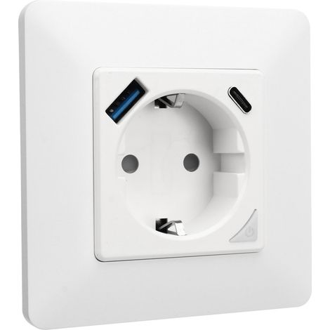 Prise murale intelligente WiFi, contrôle à distance via APP, charge rapide USB, prise connectée 100-240V, compatible Alexa et Google Home (1/5)
