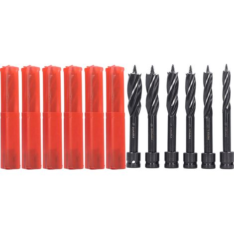 Lot de 6 mèches à tarière à queue hexagonale, 4 arêtes, 4 cannelures, pour le perçage du bois (1/5)