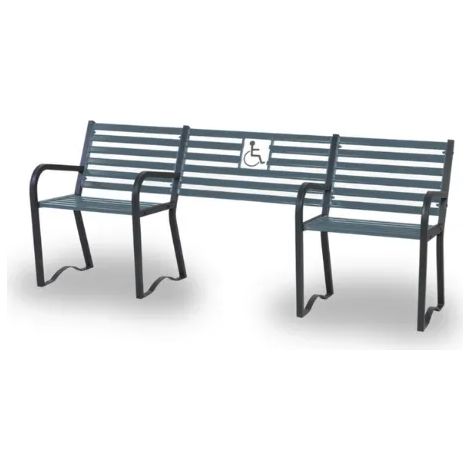 Panca Compagnia 257 metallo zincato schienale braccioli 204x63x82h Giochipark - Grigio micaceo/RAL 7011