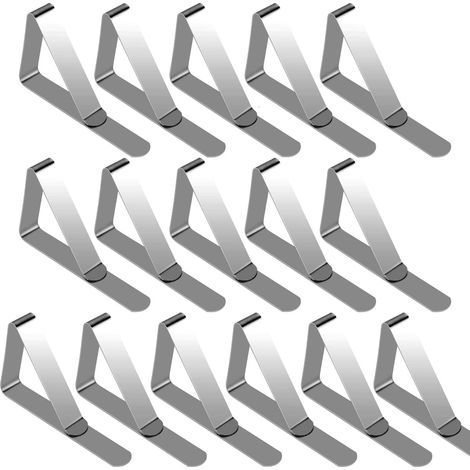 Ensemble de 16 pinces à nappe de pique-nique triangulaires en acier inoxydable (1/5)