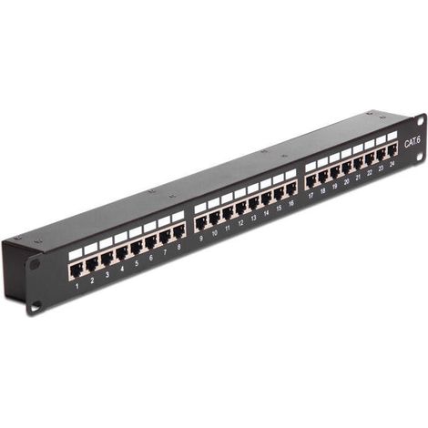 Panel de conexión Delock con acopladores RJ-45 x24 negro (1/3)