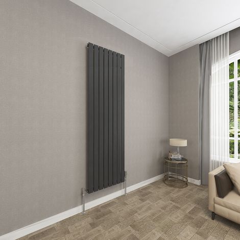 SKY Bathroom 1800x544mm Black Single Flat Panel Radiator Vertical Central Heating Rad (1/5)
