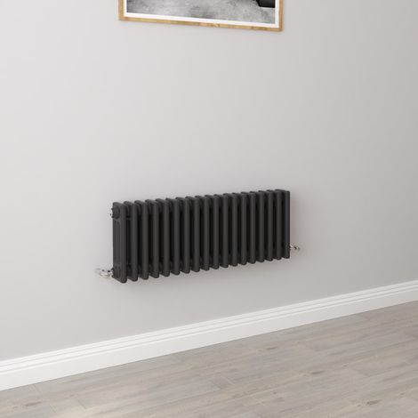 AICA 300x830mm 3 Column Horizontal Black Radiator Central Heating Cast Iron Style (1/5)