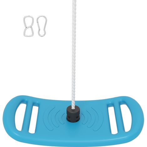 Balançoire pour enfant intérieur et extérieur, corde ajustable, mousqueton inclus, charge max 70 kg, bleu (1/5)