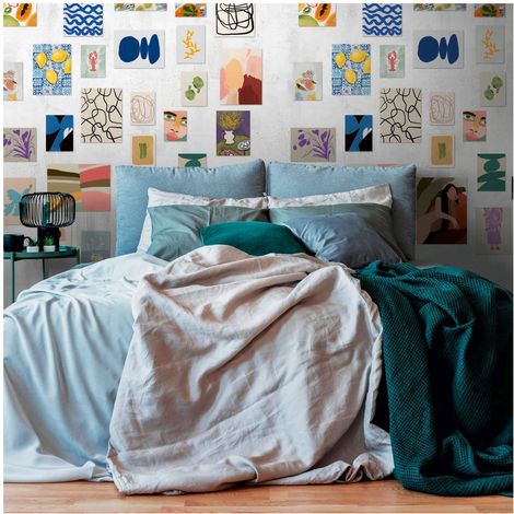 Photo wallpaper Profhome 398201 hot embossed non-woven wallpaper smooth with graphical pattern matt white blue red yellow 1.59 m x 2.8 m (1/5)