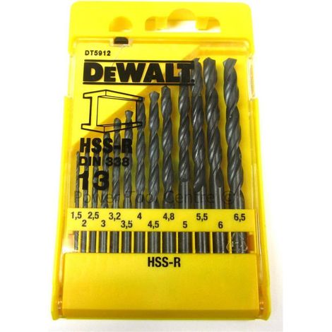 DEWALT Juego de brocas DT5912 HSS-R - DIN 338 Jobs (13 piezas), color amarillo