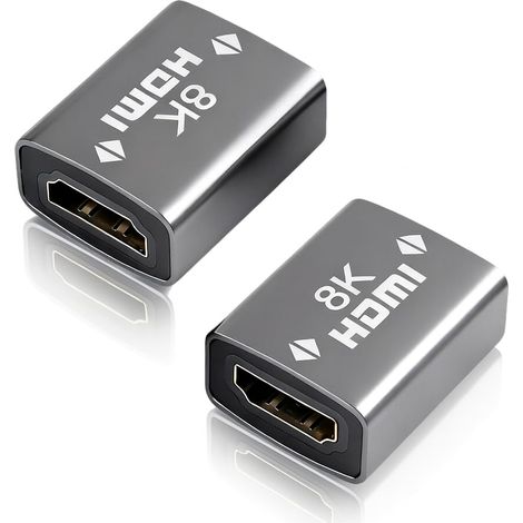 2pcs Coupleur HDMI Adaptateur 8K 2.1, Coupleur HDMI 8K, Femelle vers Femelle, Adaptateur Rallonge HDMI Compatible 8K@60Hz 4K@120Hz UHD, VRR ALLM, Connecteur Plaqué Or pour TV PS5 Xbox PC (1/5)