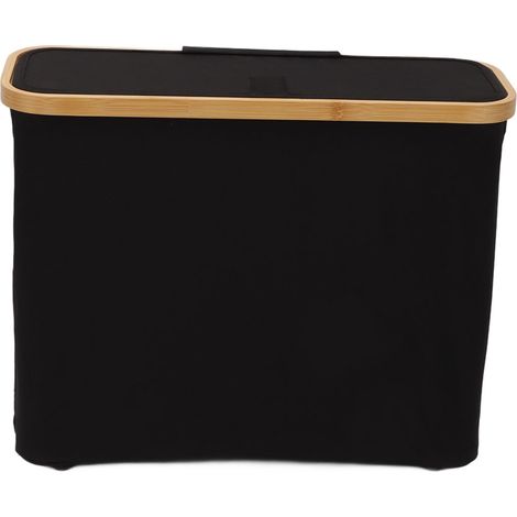 Panier de rangement papier toilette capacité 12 rouleaux pliable antidérapant support de salle de bain avec couvercle et fenêtre transparente noir (1/2)