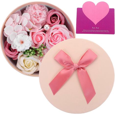 Duftende Seifenblumen-Geschenkbox zum Muttertag, Valentinstag, Lehrertag, Feiertagsblumengeschenk-16.2X16.2X8.2CM-Pink (1/3)