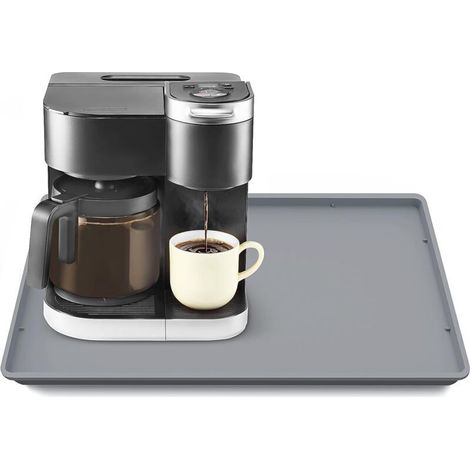 Silikon-Kaffeemaschinenmatte mit erhöhtem Rand, 50 x 38 cm, robuste Kaffeemaschinenmatte für Arbeitsplatten, Kaffeetablett, geeignet für die Verwendung unter Kaffeemaschinen, Vollautomaten, Zubehör