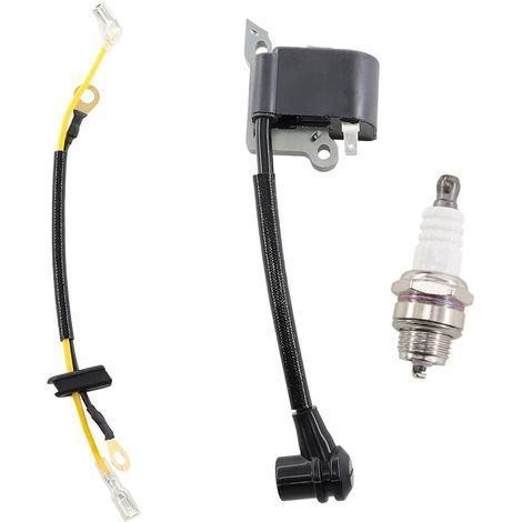 Zündspule mit Zündkerze für Husqvarna Kettensägen 36, 41, 136, 137, 137E, 141, 142, 142E, 235, 240, 236, 235E, 236E und 240. Ersetzt die Teilenummern 545199901 und 530039143. (1/5)