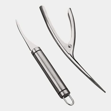 Éplucheur de crevettes, outil pour éplucher les crevettes, lot de 2, compatible lave-vaisselle, facile à nettoyer (grand format) (1/4)