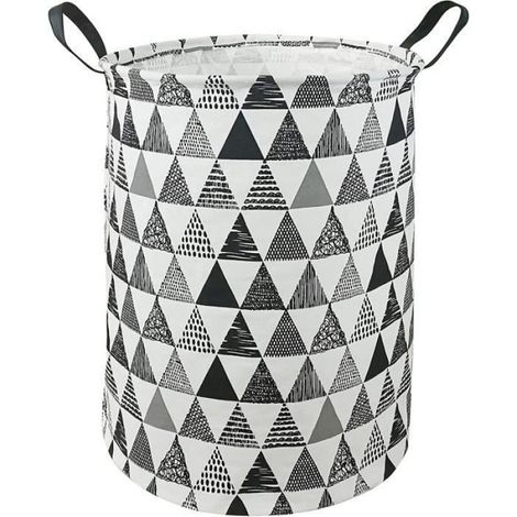 Panier à Linge - - Rond - Toile Imperméable - 40x50CM - Noir - Enfant (1/4)