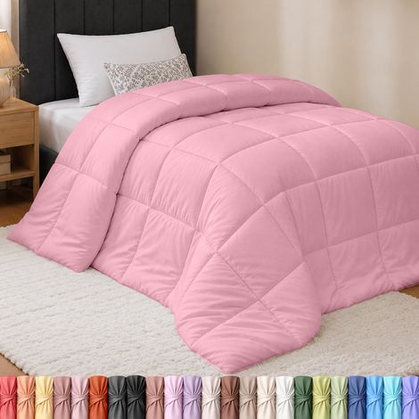 Couette Alternative matelassée avec languettes d'angle, Couture de Finition en carré (lit Simple, Rose) (1/5)