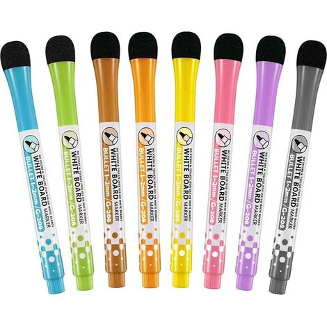 Marqueur magnétique pour tableau blanc, 8 couleurs, stylo effaçable à sec magnétique, idéal pour le bureau, la salle de classe et la maison. (1/5)