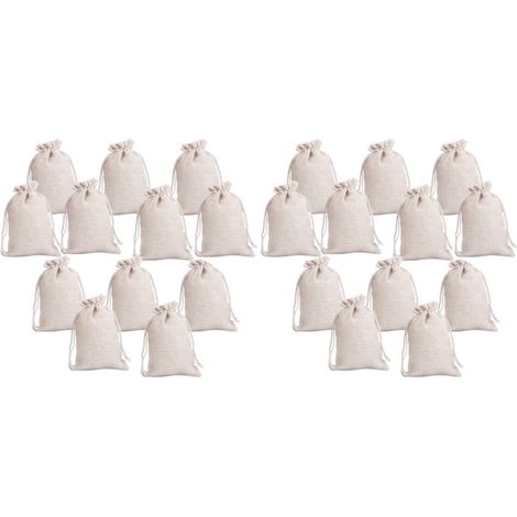 24 Pcs Séries Petit Coton Sacs RéUtilisable Mousseline Tissu Cadeau Bonbons Faveur Sac Bijoux Pochettes (1/4)