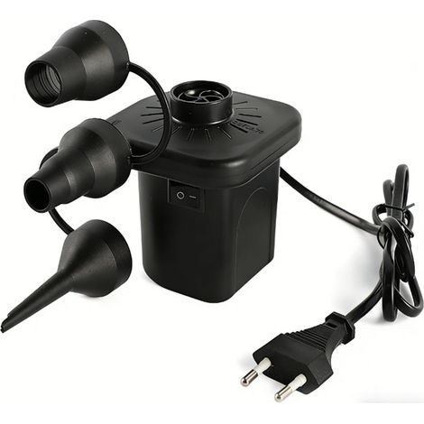 Pompe à air électrique portable à gonflage et dégonflage rapides avec 3 embouts pour matelas gonflables, lits, bateaux et bouées (prise UE). (1/5)