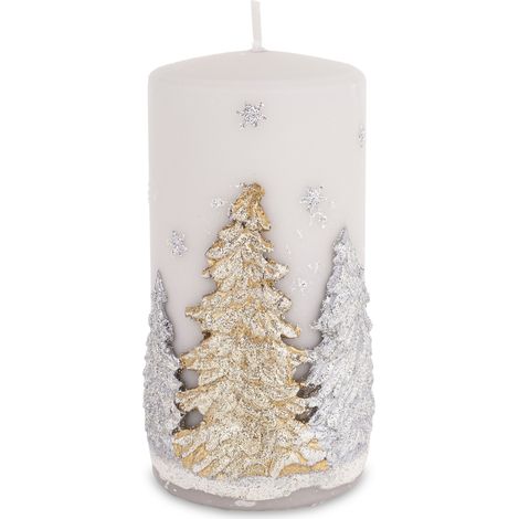 Weihnachtskerze, graues Paraffin, 14 x 7 x 7 cm (1/5)