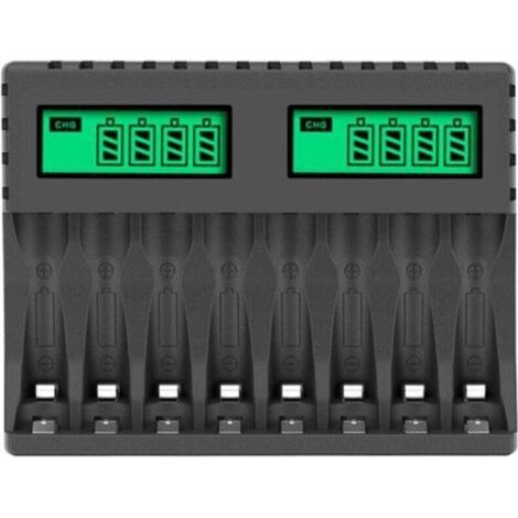 8 Slots Chargeur Piles Rechargeable Charge Rapide pour AA AAA Rechargeable avec Port USB (1/4)
