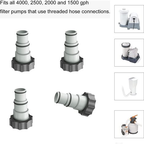4-teiliges Pool-Adapterset, Ersatzschlauchadapter für Intex A-Serie mit Gewinde, 1,5" und 1,25" Schlauchdurchmesser, Pumpenadapter für Poolsets (1/5)