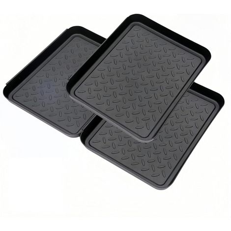 Bac D'égouttement - Lot De 3 - Plastique - Bord Haut 3cm - Maison Et Jardin - Noir 35x27,5cm (1/5)