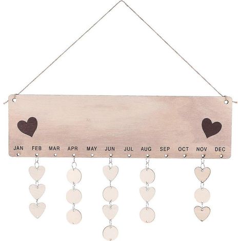 Ensemble de calendriers muraux en bois à suspendre pour les anniversaires de la famille et des amis (1/5)