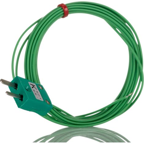 Thermocouple RS PRO type K Ø 1/0.3mm, L 3m, +260°C max à Fiche mâle miniature ( Prix pour Paquet de 5 )