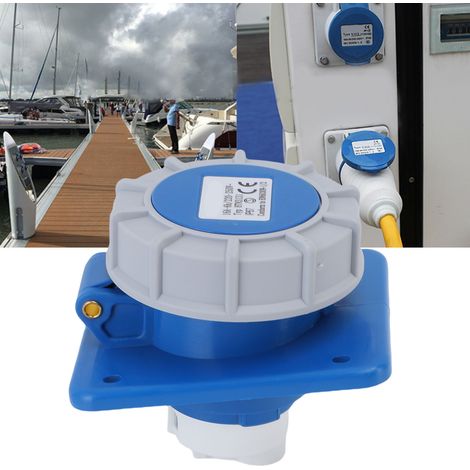 Prise de quai étanche 16 A IP67 pour camping-car, caravane et bateau, avec joint anti-poussière. (1/3)