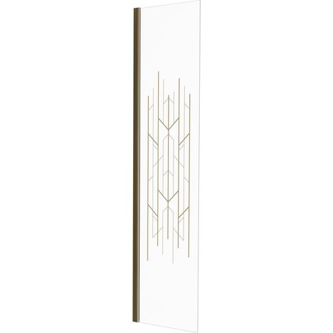 KINEDO - Volet Pivotant pour Paroi Douche Solo Design - Verre de Sécurité 6 mm avec décor art déco doré + Profilé Alu Or brossé - Traité Anti-Calcaire - Fabriqué en France - L.45 cm x H.200 cm (1/5)