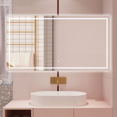 AICA SPECCHIO DA BAGNO RETTANGOLARE DA 70X50CM CON LED, ANTIAPPANNAMENTO, 3 TEMPERATURE COLORE (1/5)