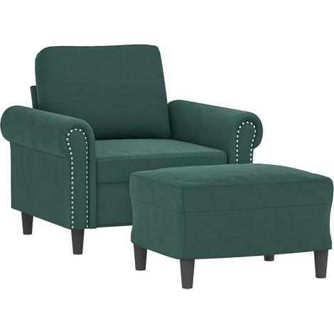 vidaXL Poltroncina con Poggiapiedi Verde Scuro 60 cm in Velluto (1/4)