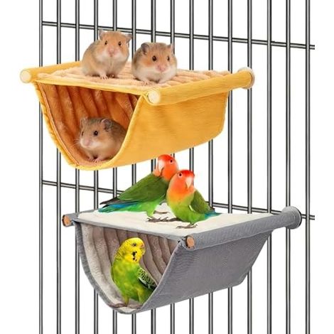 2 pièces Vogel Hängematte Etagenbett, Wellensittich jouet Vogelnest HöHlen Schlafplätze hiver Warm Vogelnest Haus gris (1/5)