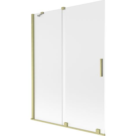 Mexen Velar Duschabtrennung 2-flügelig verschiebbar 130 x 150 cm, matt, gold gebürstet - 896-130-000-31-55 (1/2)