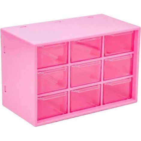 Boîte de rangement de bureau anti-poussière à 9 compartiments pour bijoux et accessoires. Petite boîte en plastique à 9 compartiments carrés. (1/3)