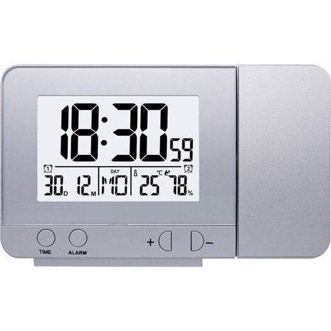 Digital Projector Alarm Clock with Ceiling Projection Powered by 2 AAA Batteries (Not Included) and Charging Cable for Bedroom Ceiling