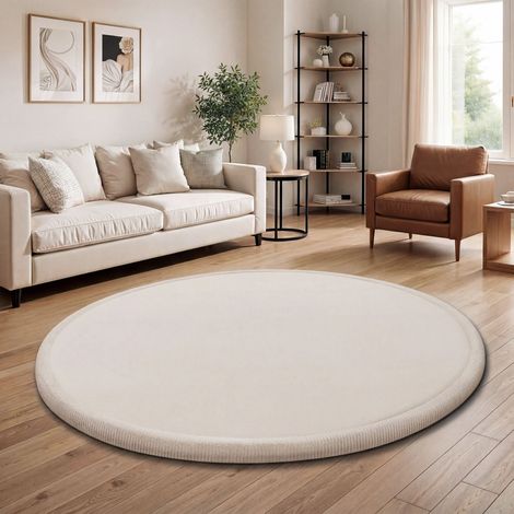 Paco Home Kinderteppich Kinderzimmer Teppich Baby Spielteppich Flauschig Rutschfest Deko 120 cm Rund, Creme