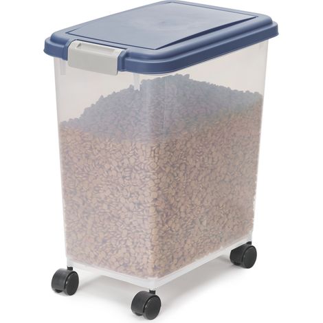 Iris Ohyama Contenedor pienso con ruedas, 30L/11kg, Gris Azul, Contenedor comida perro, Pienso gatos, Hermética, para Mascotas, Transparente, Pet Food Container, Dog Food Storage, Libre de BPA, MP-8