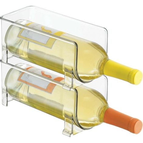 Bouteilles Étagère à Vin- 2 niveaux, pour 2 bouteilles,Casier à vin autoportant en plastique, transparent (1/5)