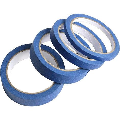 Lot de 4 rouleaux de ruban adhésif bleu pour peintrefacile à décoller et à déchireridéal pour la peinture de maison. (1/5)